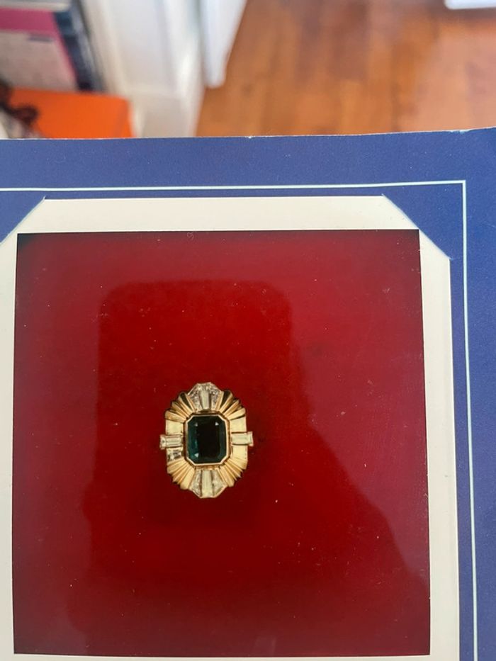 Bague vintage émeraude et diamant sur or jaune - photo numéro 9