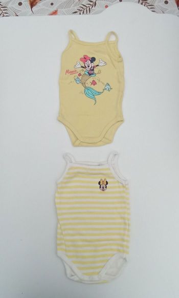 Lot de 2 bodies jaune, " Minnie" Disney, 6 mois
