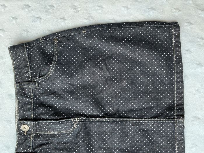 jupe en jean marine à pois blanc taille réglable 14 ans vertbaudet - photo numéro 5