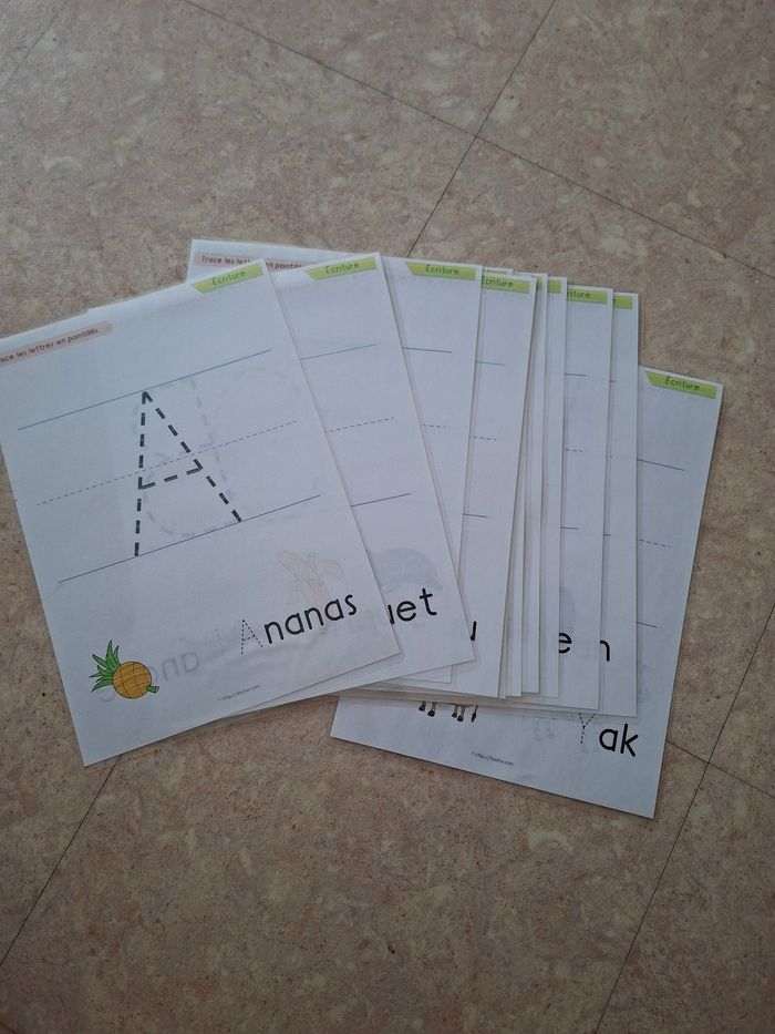 fiches pour apprentissage à l'écriture