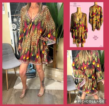 🩷Robe tunique imprimée jungle & plumes – Prime – Taille s/m NEW 🩷