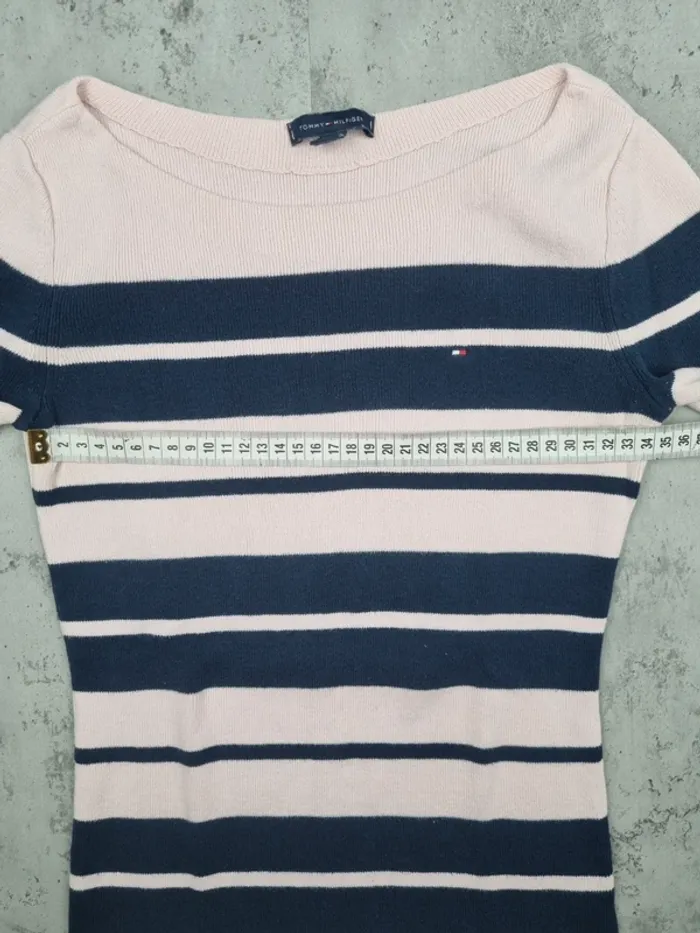 Sweat rayé rose et bleu marine Tommy Hilfiger – Taille XS Femme (mesures en photos) - photo numéro 7