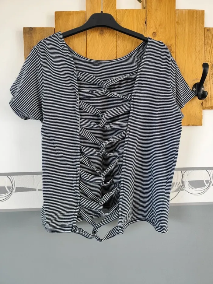 T shirt dos nue marin