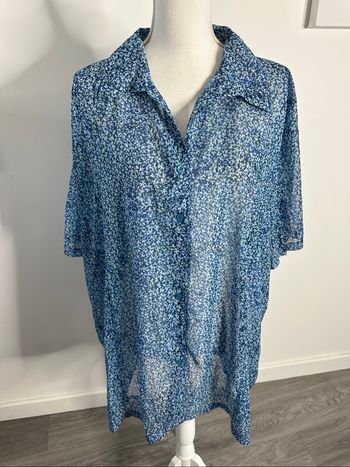 Chemisier à fleurs bleu Vintage T52 6XL