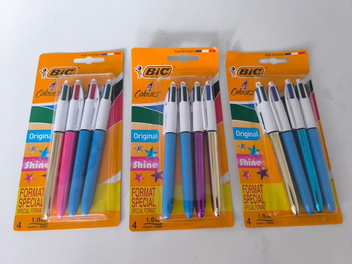 3 Lots de 4 stylos 4 couleurs