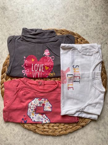 Lot 3 tshirts fille 6 mois