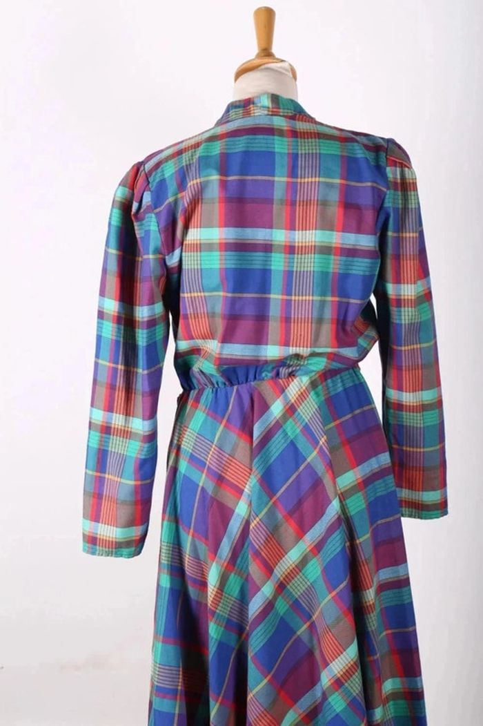 Petite robe vintage 80's en coton et viscose motif à carreaux (#250013) - photo numéro 3