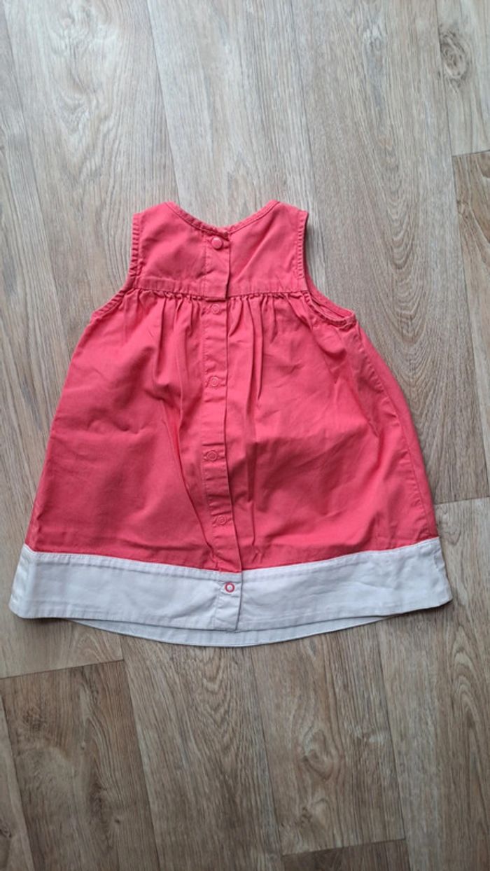 Robe Petit Bateau rose et blanche fille 12 mois - photo numéro 2