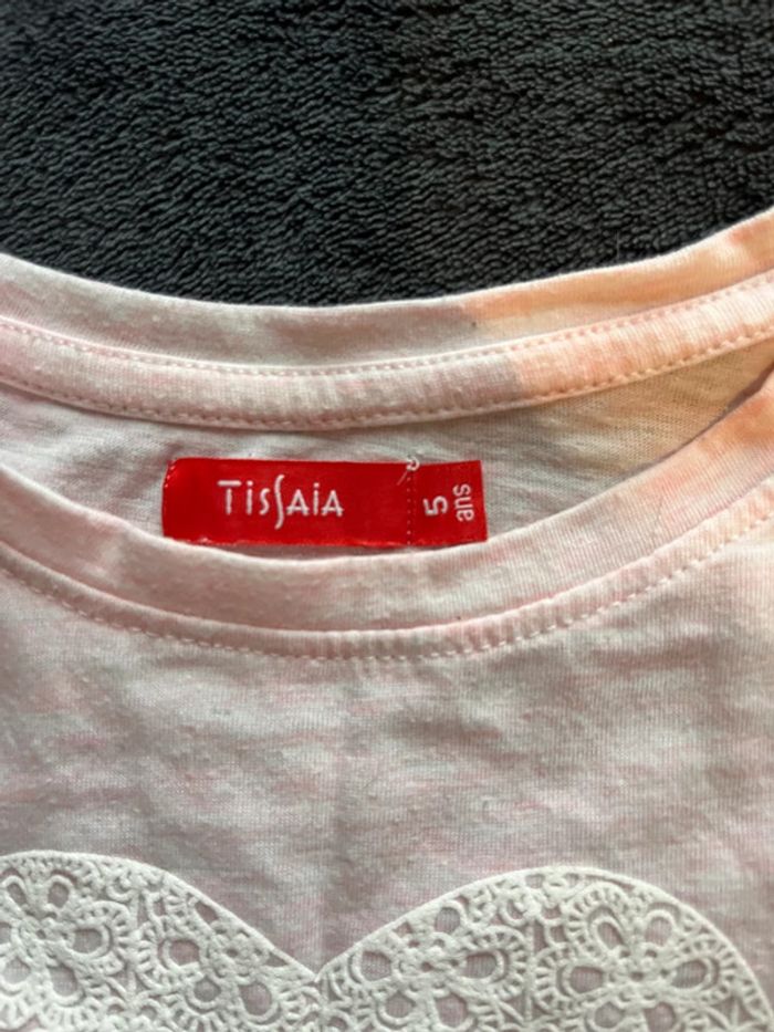 T-shirt fille 5ans tissaia rose dentelle blanche - photo numéro 4