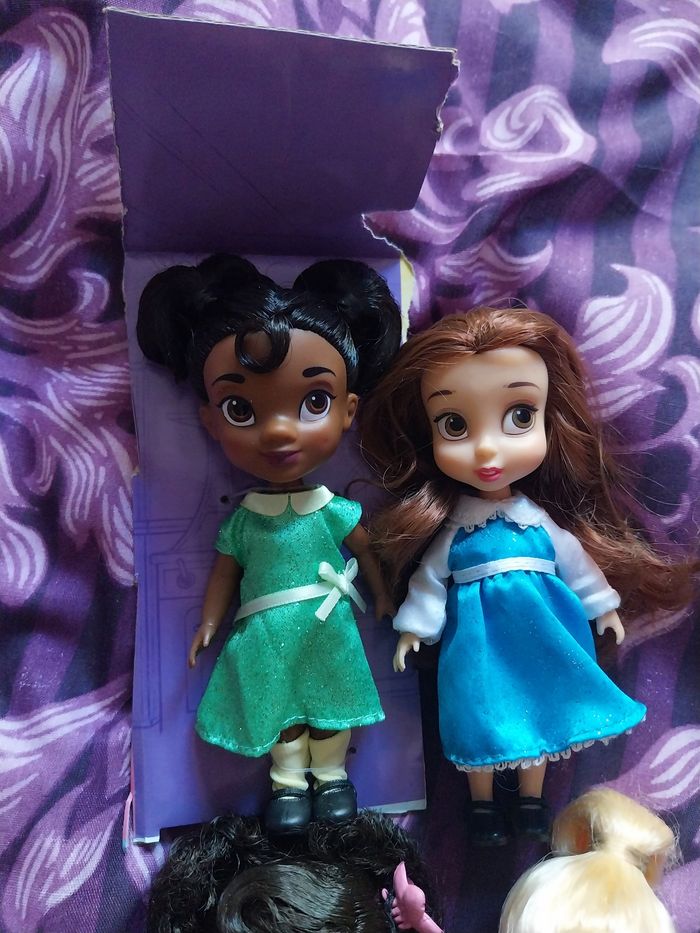 Lot 4 poupées miniatures Animators Princesses Disney Mini-Animators Tiana Vaiana - photo numéro 2