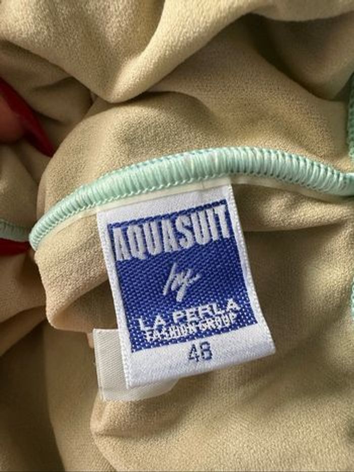 Maillot de bain une pièce bleu turquoise satiné Aquasuit La Perla T44 XXL - photo numéro 8