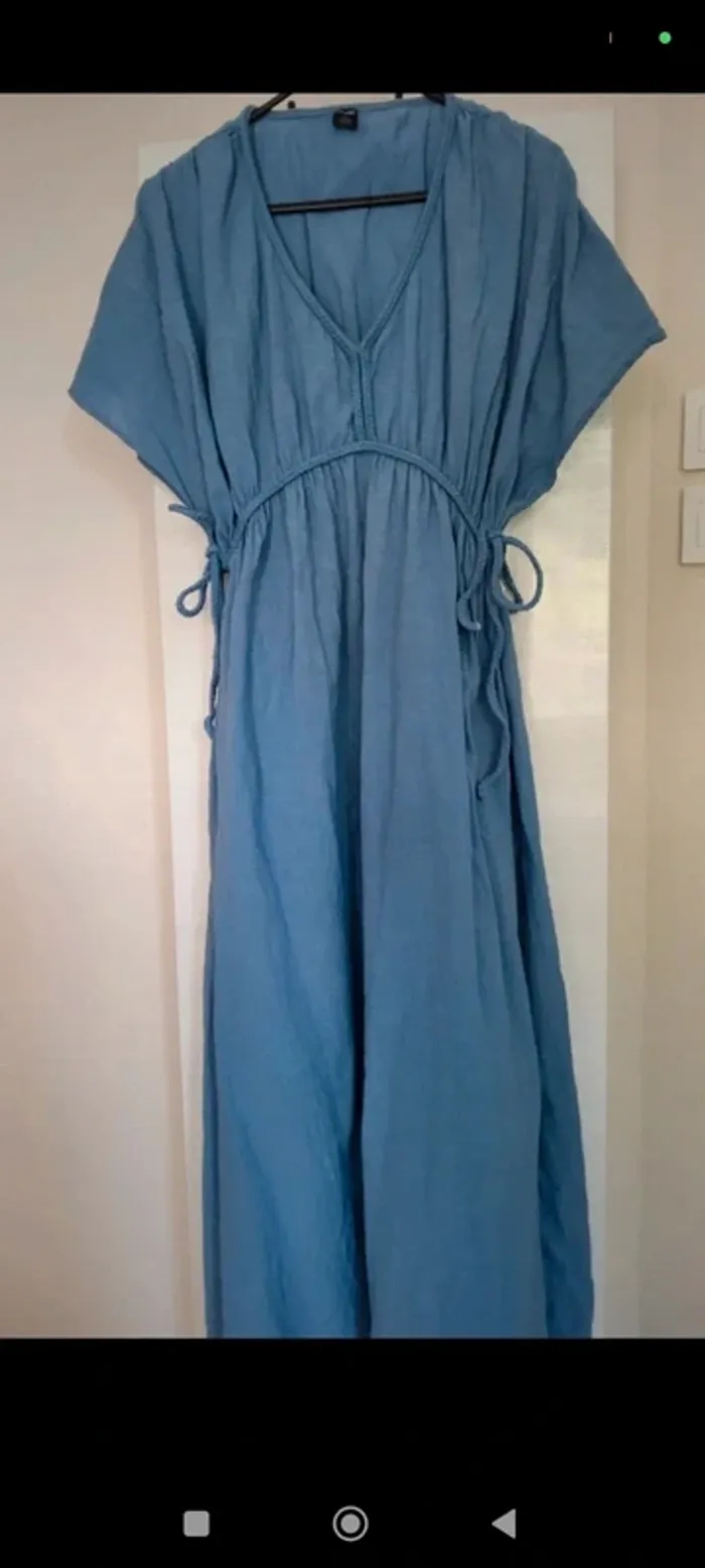 Robe longue en lin bleu Kiabi 36 - photo numéro 2