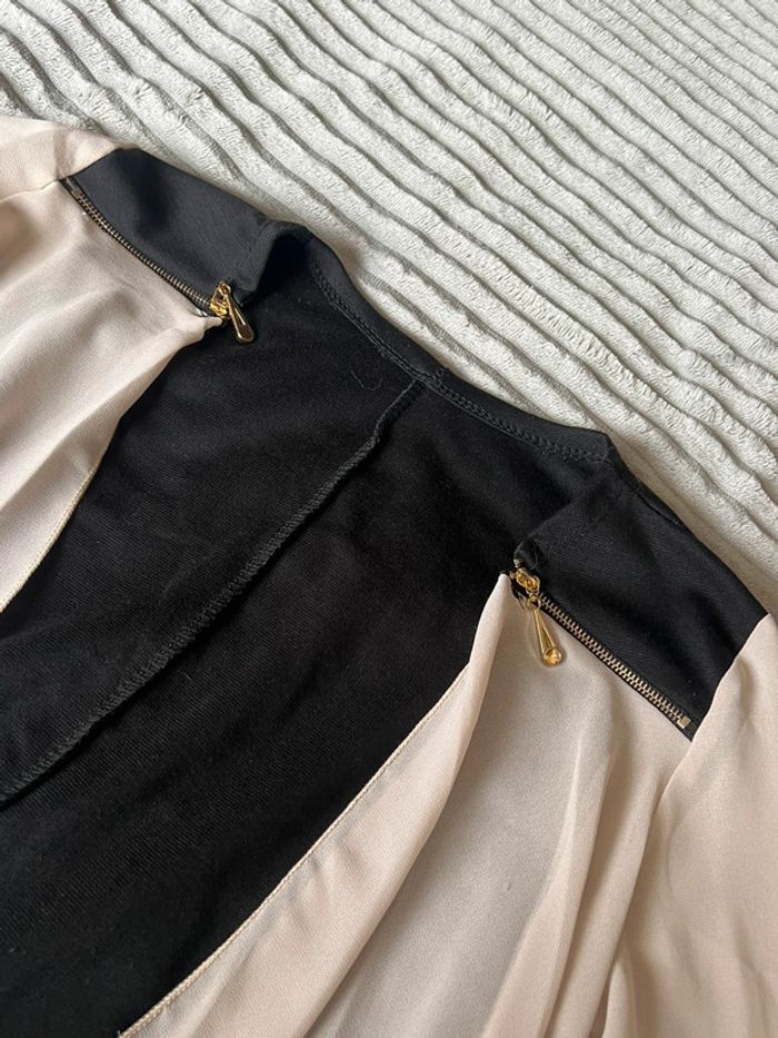Veste beige, noir avec petites fermeture en or taille unique manche rétractable - photo numéro 3
