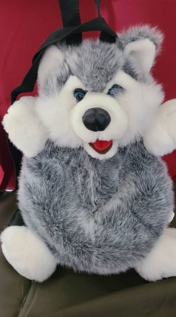 Husky sac à dos peluche roda