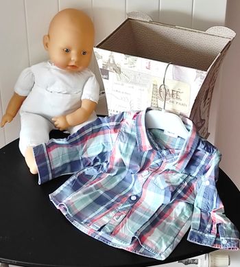 👔 Chemise manches longues bébé garçon – 9 mois – carreaux