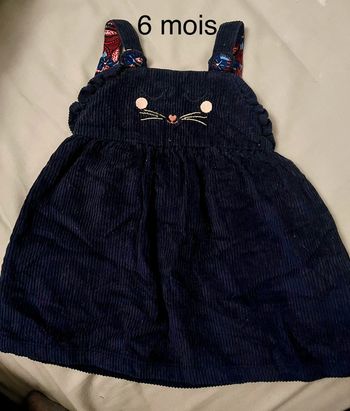 Robe velours chat bleu marine - tape à l’œil - 6 mois