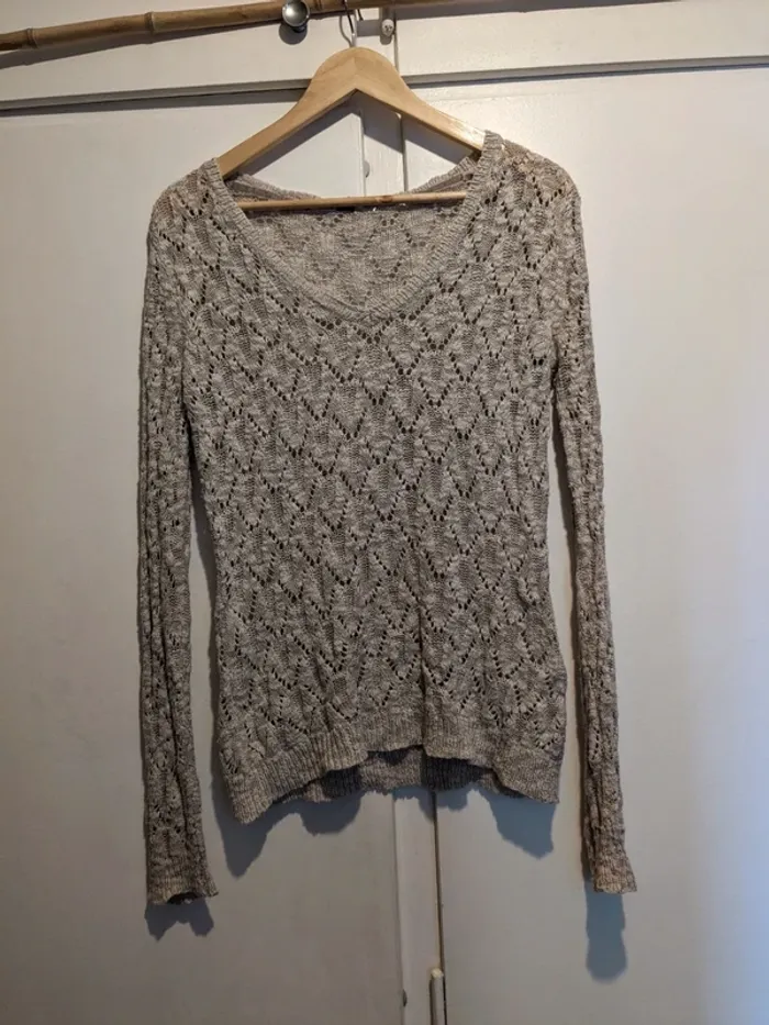 Pull fin moulant Pimkie - gris/beige effet crochet