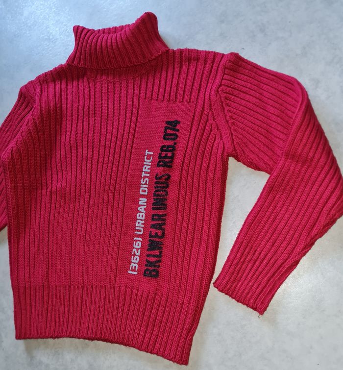 pull hiver col roulé rouge garçon 8 ans - photo numéro 7