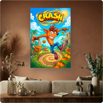 Affiche "Crash Bandicoot" poster jeu vidéo rétro gaming déco murale A3 Sans cadre