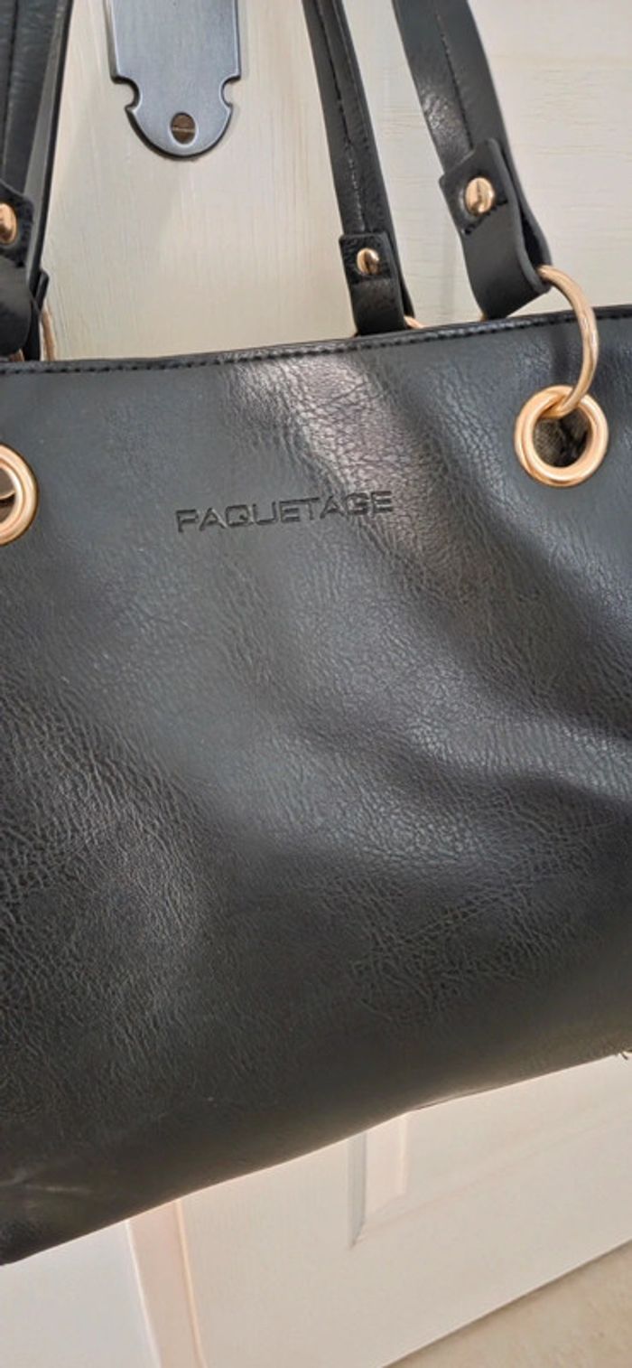 Sac à main main Paquetage noir et marron beige - photo numéro 12