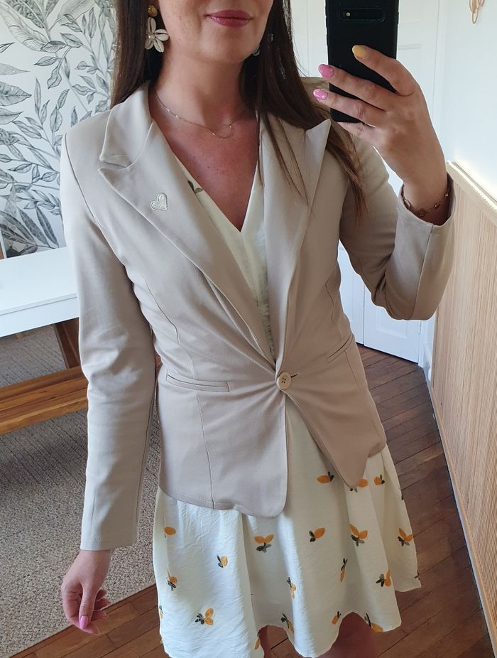 Blazer cintré beige Coeur doré Taille M (taille petit) - photo numéro 3