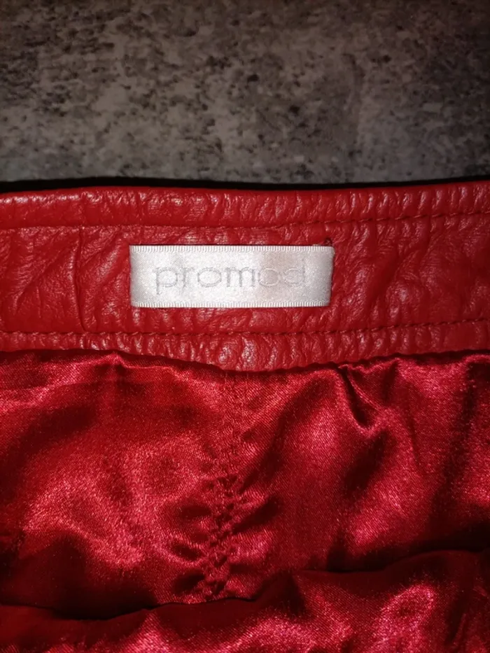 Jupe cuir véritable rouge - photo numéro 4