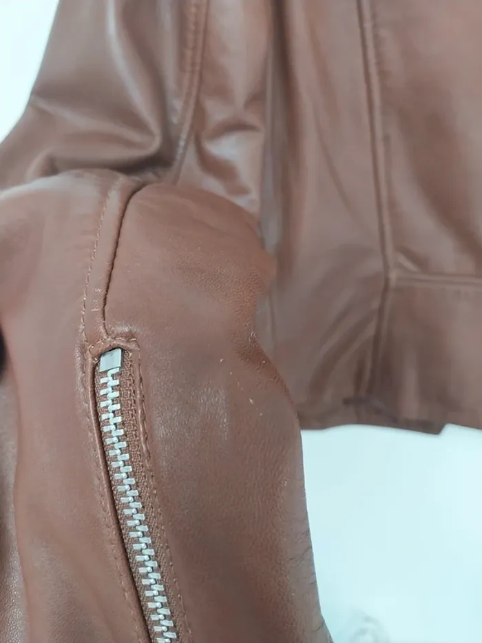 Perfecto camel en cuir Mango S - photo numéro 10