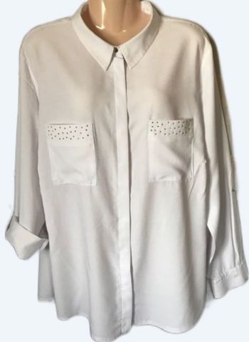 Chemisier blanc strass sur les poches 52 C&A