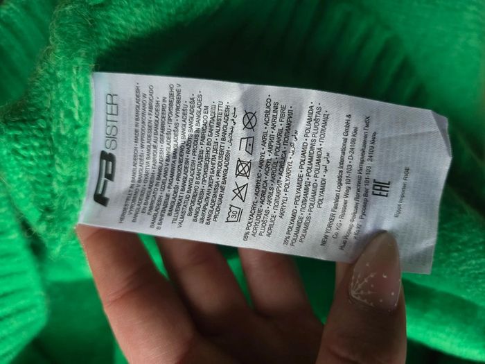 Pull vert col rond en maille épaisse long - FB Sister - taille M - 38 - photo numéro 6