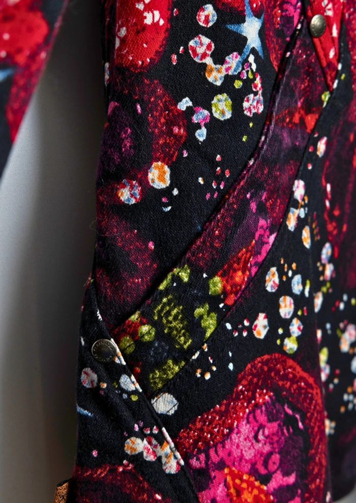 Veste en jean imprimé fleurs Vintage• Denim Jacket floral print Léa Kanth Taille 42 - photo numéro 3