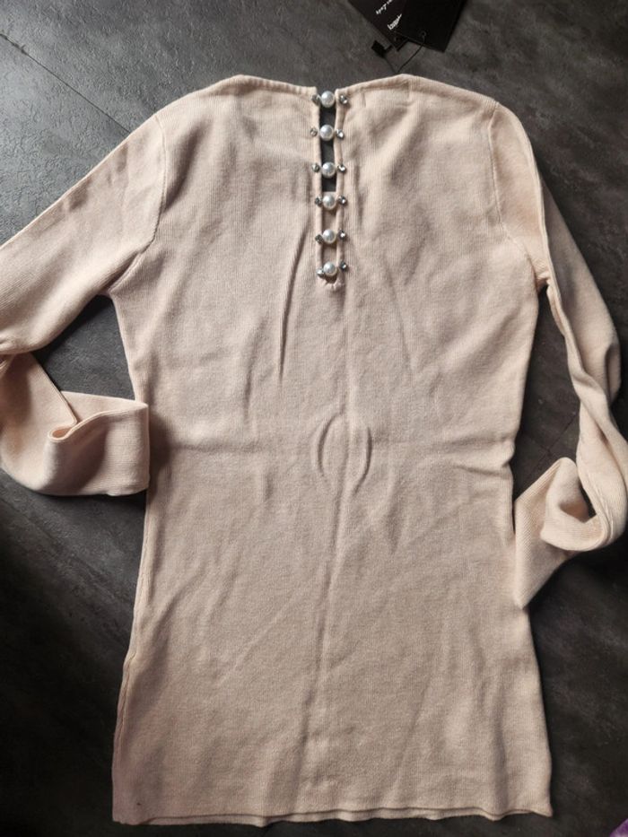 Pull beige dos perles - photo numéro 2