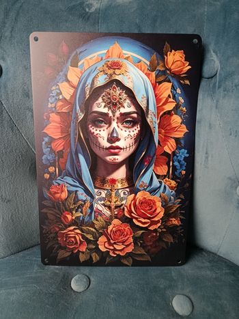 Plaque métal Santa muerte neuve 20x30cm