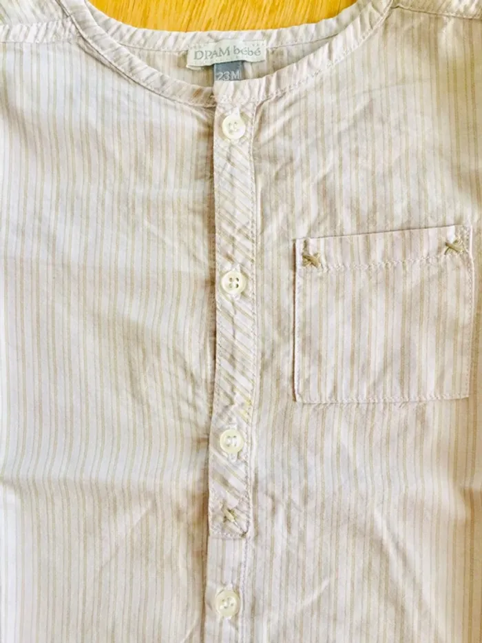 Lot petite chemise beige et pantalon rayé 23 mois - photo numéro 4