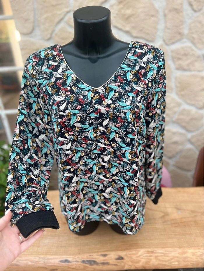 Blouse femme taille S / M 36 / 38 motif tropical dos nu by one - photo numéro 2