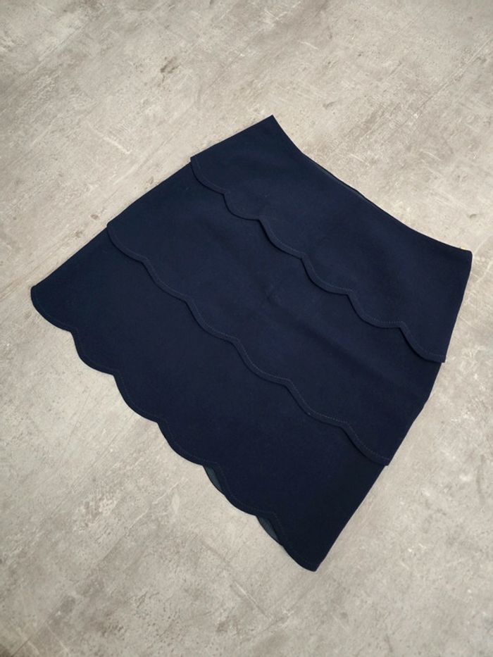 Jupe Sandro bleu marine à volants ondulés taille 36 S chic - photo numéro 2