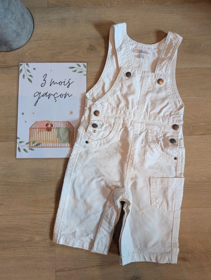 Salopette Blanche Kitchoun 3 mois.