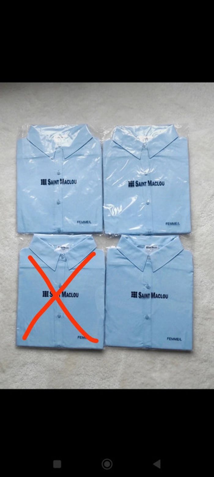 Lot 3 chemises manches longues uni bleu clair femme L