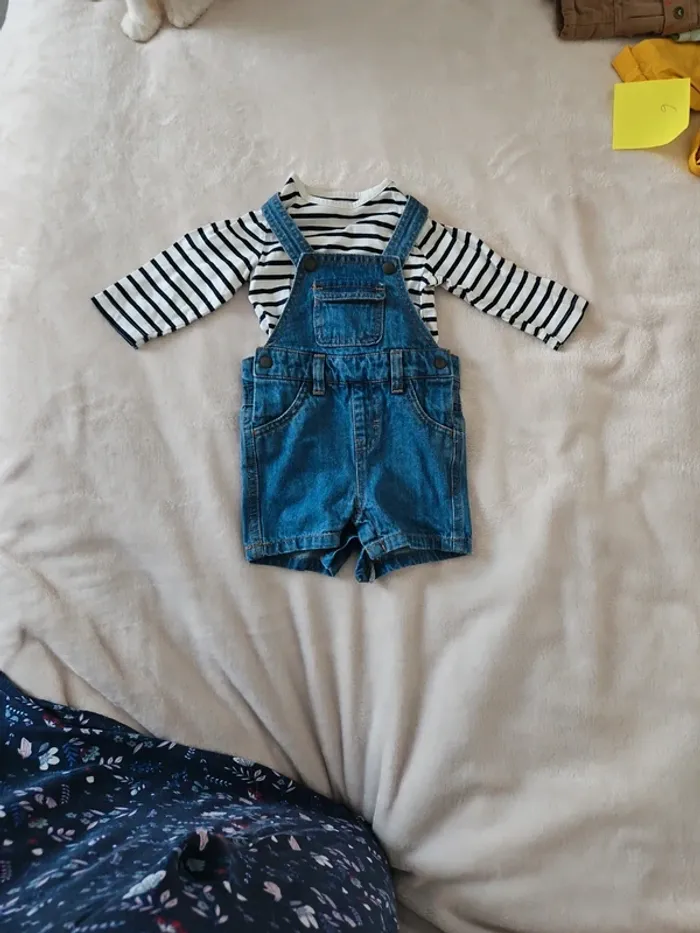 Salopette jeans Tee-shirt marin