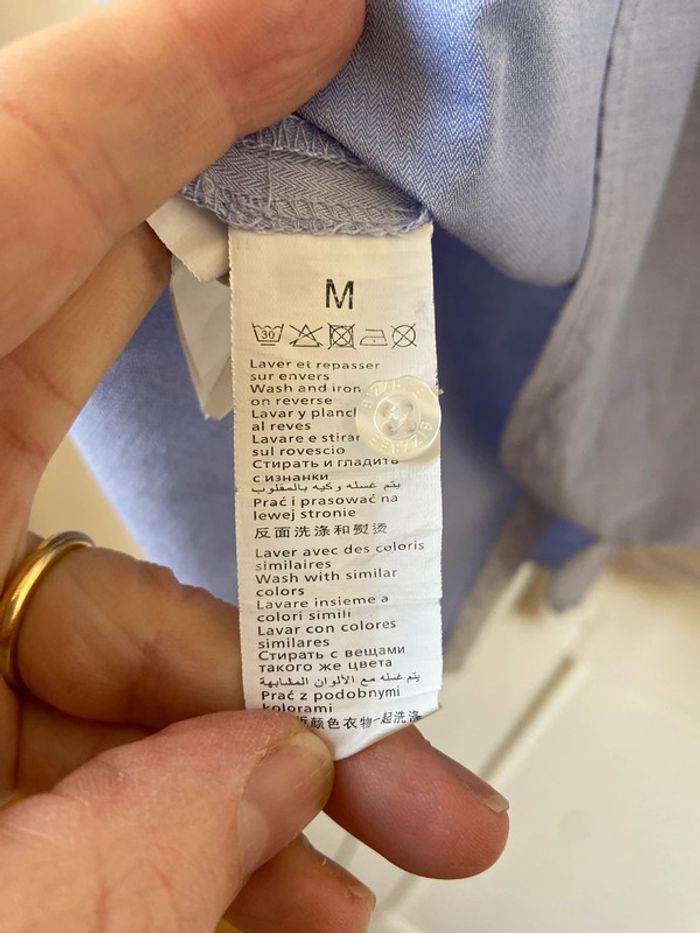 Chemisier col Claudine coton bleu ciel Bizzbee taille M - photo numéro 4