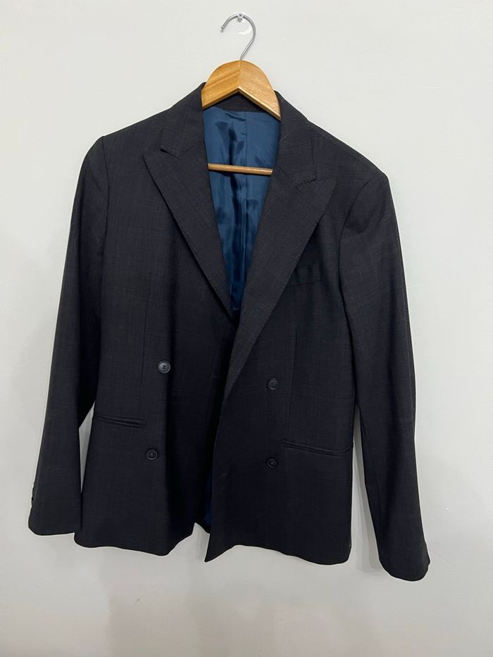 Blazer croisé Prince de Galles gris foncés style old money