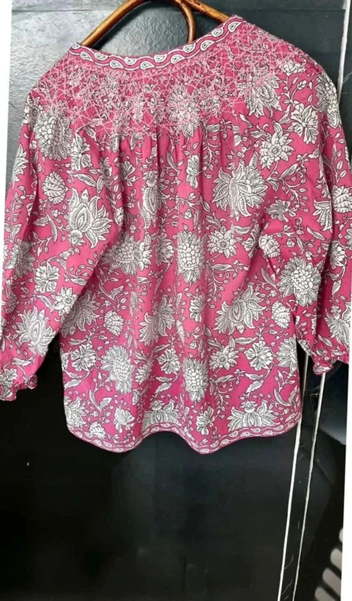 Blouse imprimée en coton bio fushia Libellule - photo numéro 2