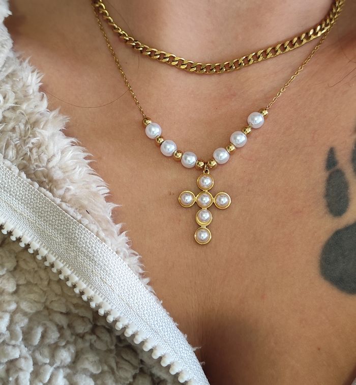 Collier croix perlé ✅ - photo numéro 3