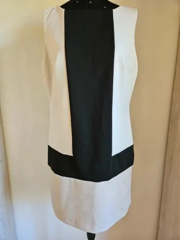 Robe droite bicolore Grain de Malice blanc/noir - Taille L/40 - Sans manches