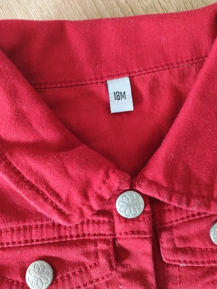 Veste jean rouge bebe fille - photo numéro 3