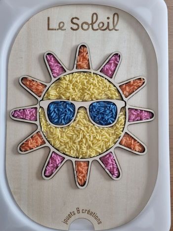 Petit insert pour bac Trofast ikea " Soleil "pour jeu de transvasement sensoriel riz coloré 