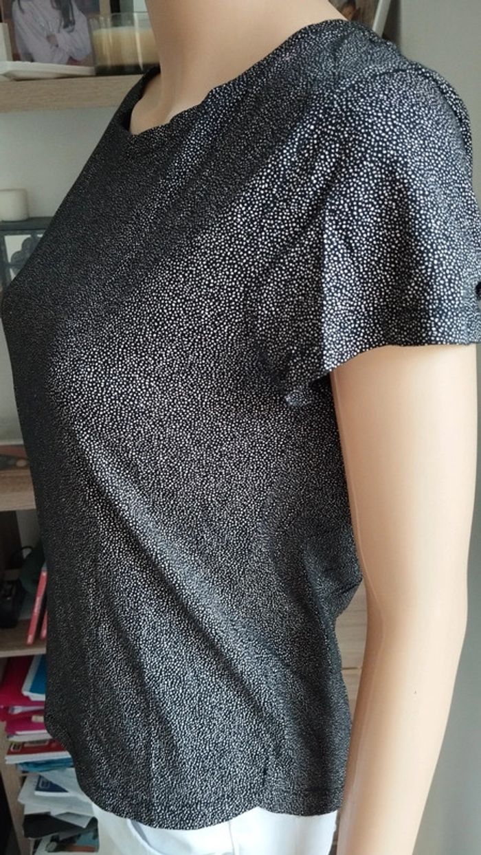 Tee-shirt noir points marron taille s femme h&m - photo numéro 6