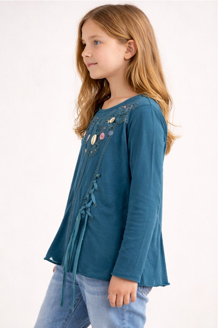 Haut fille manches longues – style bohème - photo numéro 2