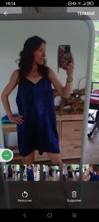 ​Nuisette Satinée 46-48 Bleu Roi Rene Derhy c77