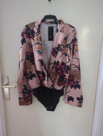 Body chemise rose poudré satiné