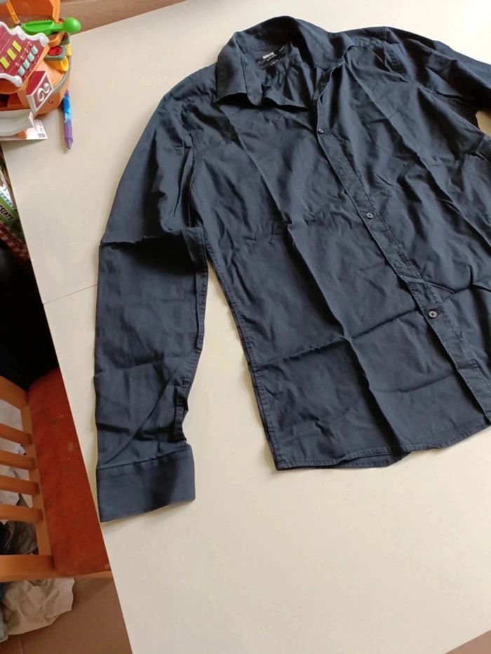 Chemise manches longues brice taille L easy slim stretch noir - photo numéro 2